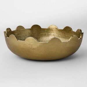 Studio McGee Threshold 9” Gold Cast Brass Metal Scalloped Scallop Bowl BRAND NEW